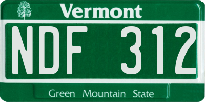 VT license plate NDF312