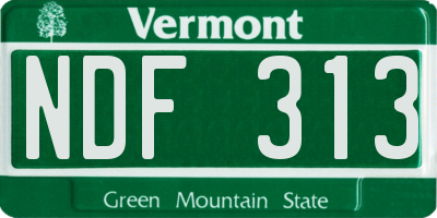 VT license plate NDF313