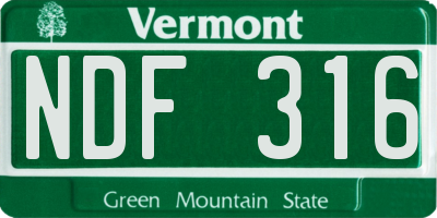 VT license plate NDF316