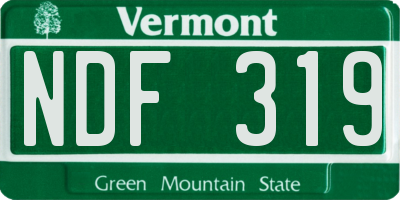 VT license plate NDF319