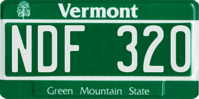 VT license plate NDF320