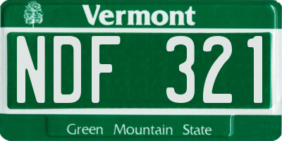 VT license plate NDF321