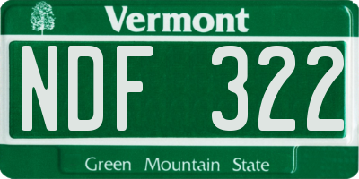 VT license plate NDF322