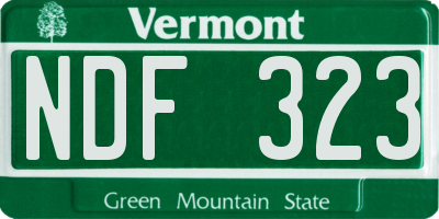 VT license plate NDF323