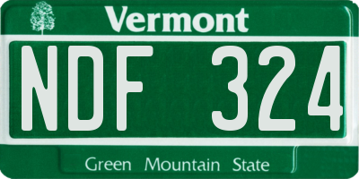 VT license plate NDF324