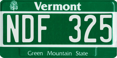 VT license plate NDF325