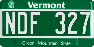 VT license plate NDF327