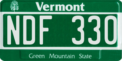 VT license plate NDF330