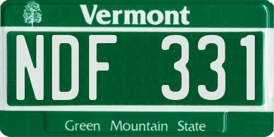 VT license plate NDF331