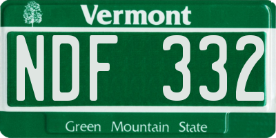 VT license plate NDF332