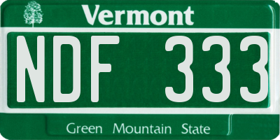 VT license plate NDF333