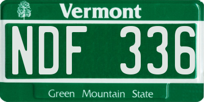 VT license plate NDF336