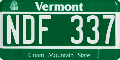 VT license plate NDF337