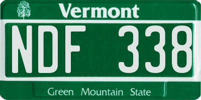 VT license plate NDF338