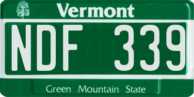 VT license plate NDF339