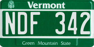 VT license plate NDF342