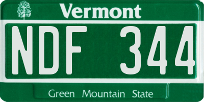 VT license plate NDF344