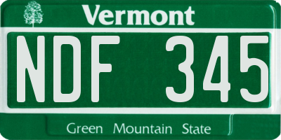 VT license plate NDF345