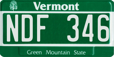 VT license plate NDF346