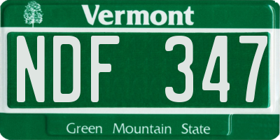 VT license plate NDF347