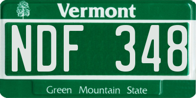 VT license plate NDF348