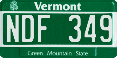VT license plate NDF349