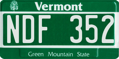 VT license plate NDF352