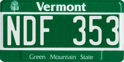 VT license plate NDF353