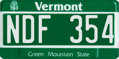 VT license plate NDF354