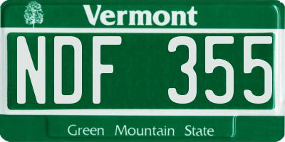 VT license plate NDF355