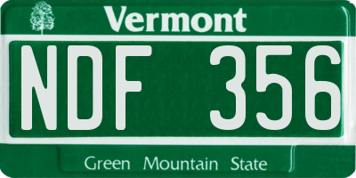 VT license plate NDF356