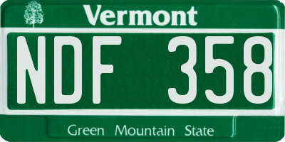VT license plate NDF358