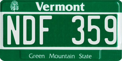 VT license plate NDF359