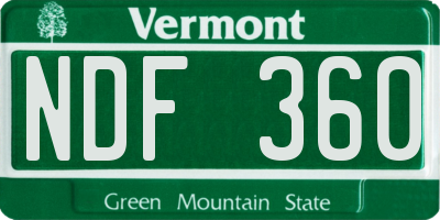 VT license plate NDF360