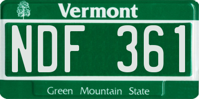 VT license plate NDF361