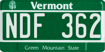 VT license plate NDF362