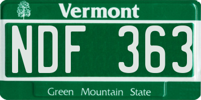 VT license plate NDF363