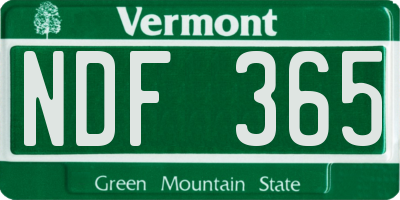 VT license plate NDF365