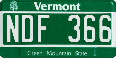 VT license plate NDF366