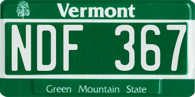VT license plate NDF367