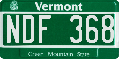 VT license plate NDF368