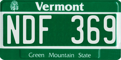 VT license plate NDF369
