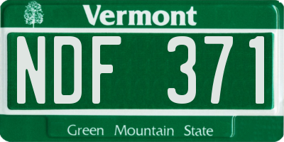 VT license plate NDF371