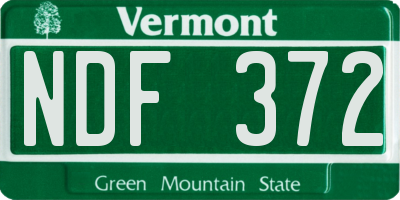 VT license plate NDF372