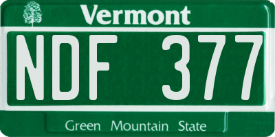 VT license plate NDF377