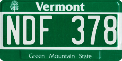 VT license plate NDF378