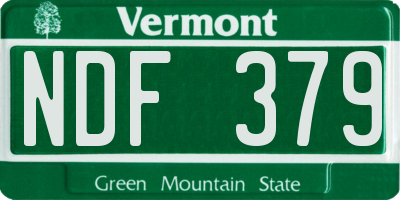 VT license plate NDF379