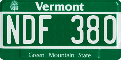 VT license plate NDF380