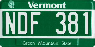 VT license plate NDF381