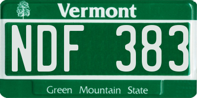 VT license plate NDF383